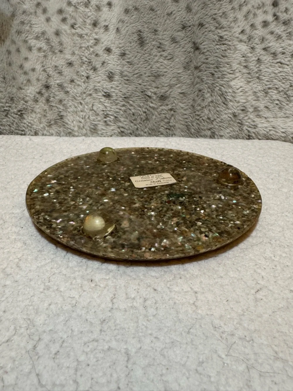 Vintage Plympton's Genuine Abalone Lucite Hot Plate Trivet 7” - Picture 4 of 9